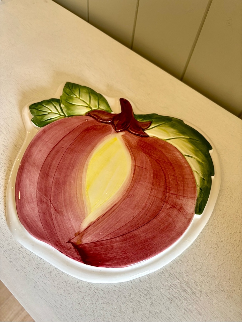 Vintage Sadek hand painted apple trivet wall plate made in Portugal Cottage